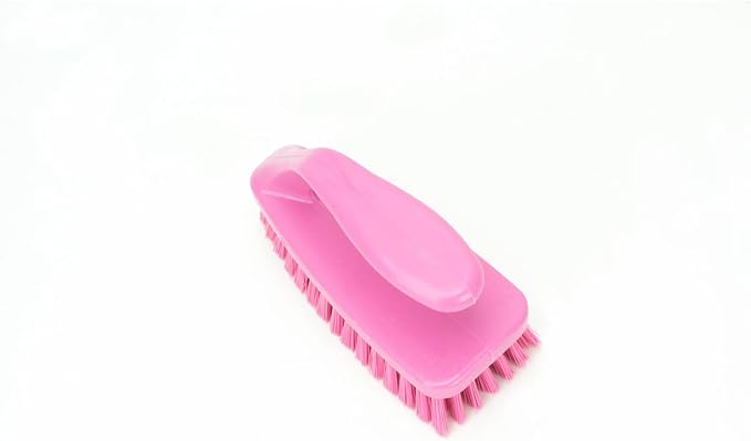 SPARTA Scrub Brush with Iron Shaped Handle and Stiff Bristles, Heavy Duty Scrubber Brush for Kitchen, Bathroom, Shower, Tile, Sink, Carpet and Bakepans, Polypropylene, 6 Inches, Pink