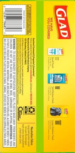 Glad ForceFlex Tall Kitchen Trash Bags, 13 Gallon, Gain Original, 40 Count (Package May Vary) (Pack of 6)