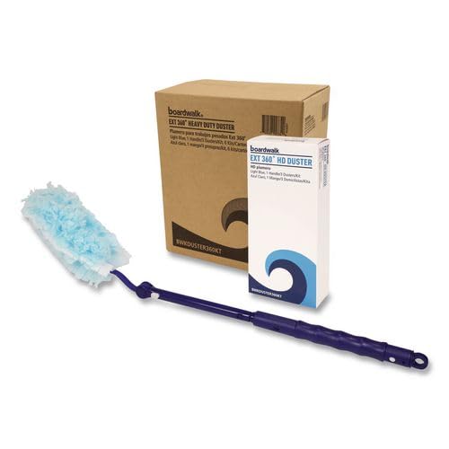 Boardwalk Extension 360 HD Duster Kit, 1 Extendable Handle (18"-36") & 3 Dusters, Great for Hard-to-Reach Areas, Soft Fluffy Flexible Fibers, White, Traps Dust, Dirt, Pet Hair