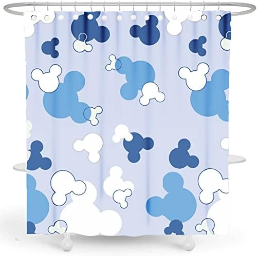 Cartoon Mouse Head Shower Curtain - Kids Bath Curtain Sets - Waterproof Polyester Home Bathtub Decor with 12 Hooks，72x72 Inch Blue,CC-1