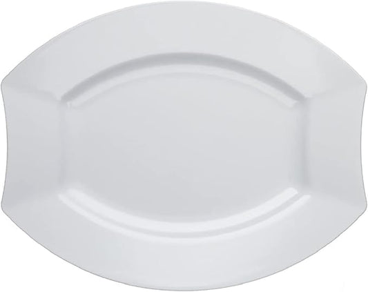 Party Essentials 20-Count Hard Plastic 9.5" Royalty Dinnerware Oval Lunch/Dinner Plates, White