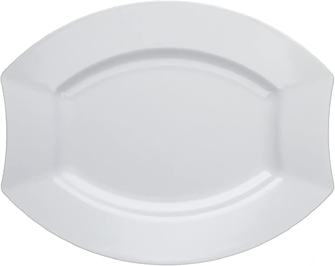 Party Essentials Party Supplies Fancy Plastic Dinnerware For Wedding/Birthday/All Occasions, 6" x 5", Dessert/Appetizer Plates, 20-Count, White Oval Royalty