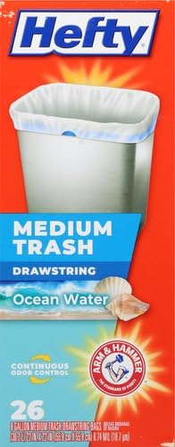 Hefty Medium Trash Bags,Ocean Water Scent,8 Gallon,26 Count (Pack of 12)