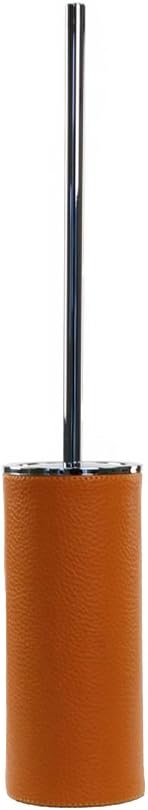 Gedy Alianto Color Free Standing Toilet Brush Holder Made from Faux Leather, Orange
