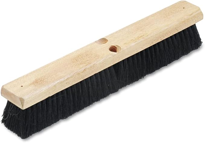 Boardwalk 18" Push Broom Head, 2.5" Black Tampico Fiber Bristles, Rectangular, Industrial Floor Brush, Hardwood Block, 2 Threaded Holes, Handles Sold Separately