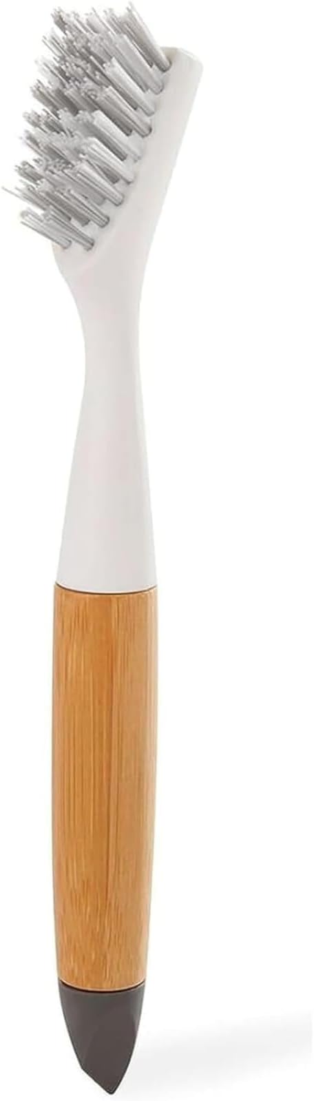 Full Circle Micro Manager, Deep Cleaning Brush for Crevices, Shower, & Grout, Tough Bristles, Sustainable Bamboo Handle, White