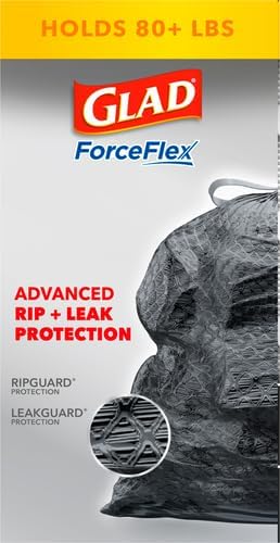 Glad Large 30 Gallon Trash Bags,Unscented Heavy Duty Garbage Bags,Forceflex with Drawstring,(Packaging May Vary), 50 Count (Pack of 150)