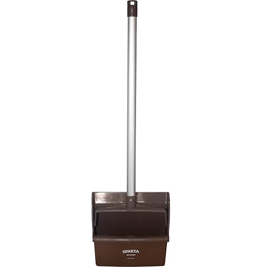 SPARTA Color Coded Upright Dustpan with 30 Inch Aluminum Handle, Serrated Edge and Locking Yoke, Standing Commercial Floor Dust Pan, Pink, Pack of 6