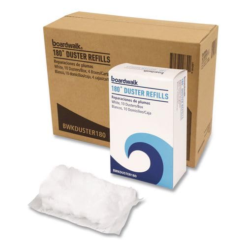 Boardwalk Duster Refills for 180 Handle Dusters, 40-Pack, Soft Fluffy Flexible Fibers, White, Traps Dust, Dirt, Pet Hair, No Residue