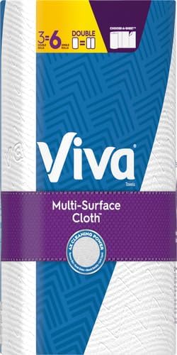 Viva Multi-Surface Cloth Paper Towels, 3 Double Rolls, 110 Sheets Per Roll (Pack of 8)