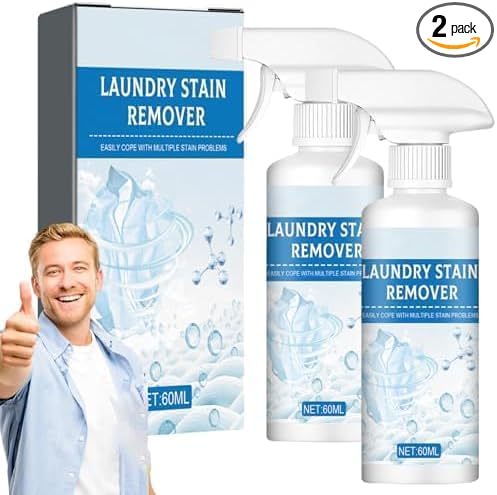 Non Ionic Clothing Emulsifier Stain Remover,Powerful Laundry Stain Remover Spray,Non Ionic Emulsifier Clothing Cleaner, Active Enzyme Laundry for Clothes (2PCS *60ML)