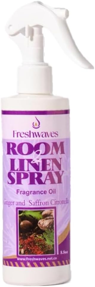 Freshwaves Ginger & Saffron Citronella | Air Freshener Spray | Room Odor Eliminator | Home Fragrance Spray for Living Room | Bedroom | Restroom & Office | 8.8oz