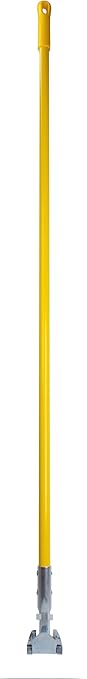 SPARTA 60" Fiberglass Dust Mop Replacement Handle with Clip-On Jaw Clamp Connector, Sliding Locking Collar, Commercial Floor Cleaning, Yellow