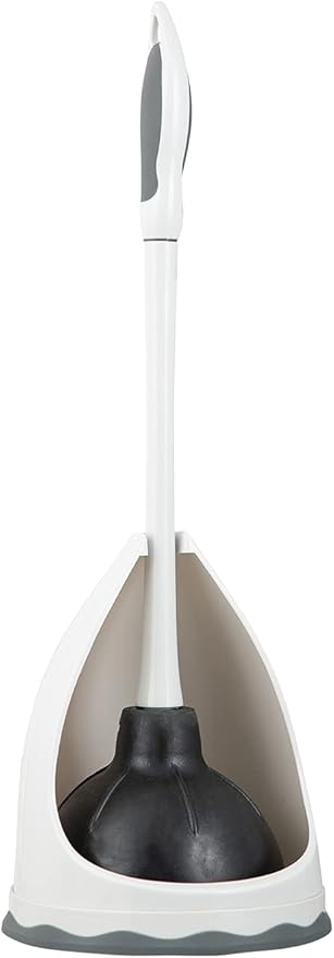 Superio Toilet & Sink Plunger and Holder Grey, 1-Pack