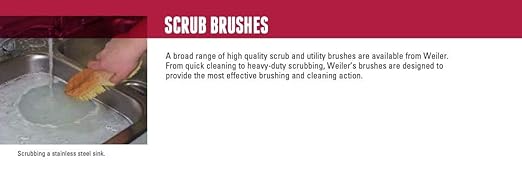 Weiler 72058 8" Square End Scrub Brush, with Threaded Handle Hole, 1" Trim, White Tampico Fill (Pack of 12)