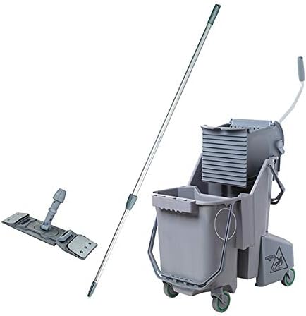 Unger Commercial SmartColor Floor Pack - 32qt/8gal Dual Bucket Cleaning System and Microfiber Mop - Side-Press Wringer for Clean/Dirty Water Separation, Gray - SCFPG