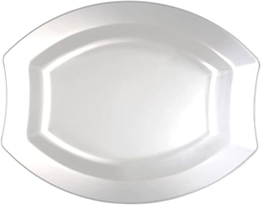 Party Essentials Party Supplies Fancy Plastic Dinnerware For Wedding/Birthday/All Occasions, 7.5" x 6.25", Salad/Dessert Plates, 20-Count, Clear Oval Royalty