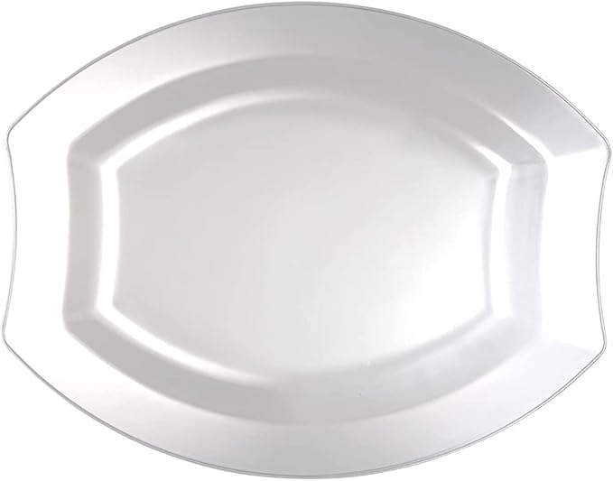 Party Essentials Party Supplies Fancy Plastic Dinnerware For Wedding/Birthday/All Occasions, 6" x 5", Dessert/Appetizer Plates, 20-Count, Clear Oval Royalty