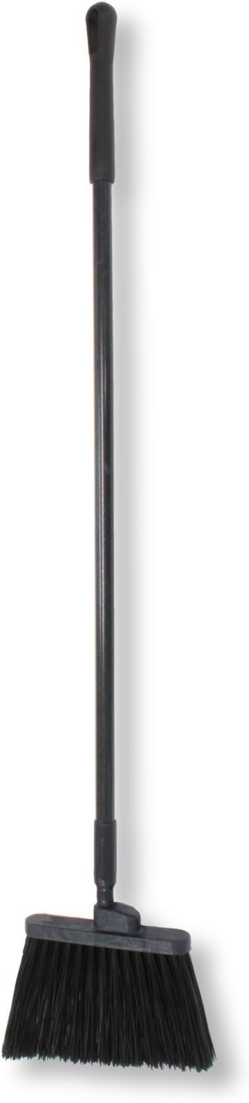 SPARTA 41083EC03 Plastic Color Coded Broom, Unflagged Bristles, Long Broom With Angled Head For Small Debris Cleaning, 56 Inches, Black, (Pack of 12)