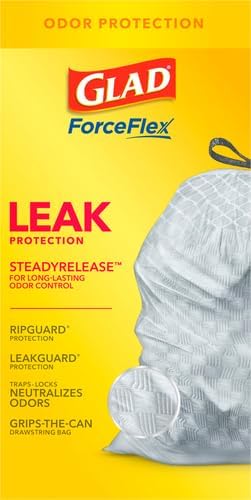 Glad ForceFlex Tall Kitchen Trash Bags, 13 Gallon, Gain Fresh Clean, 40 Count (Package May Vary) (Pack of 6)
