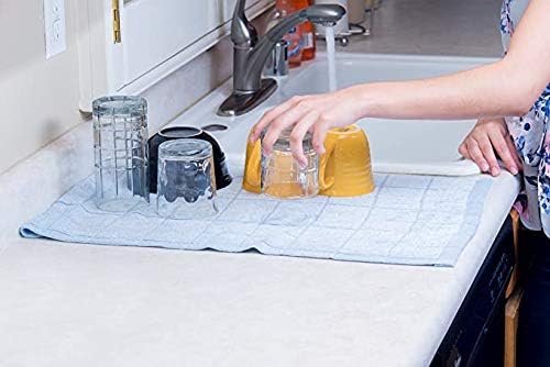 SIMPLI-MAGIC 79285 Microfiber Washcloths and Dish Cloths, Checkered Topaz, 12"x12", 24 Pack