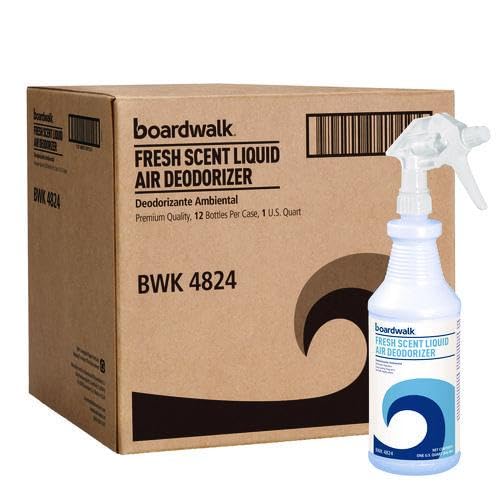 Boardwalk Air Freshener Deodorizer Spray, 32oz Spray Bottles, 12-Pack, Odor Removal, Fresh Scent, Long-lasting, Made in the USA