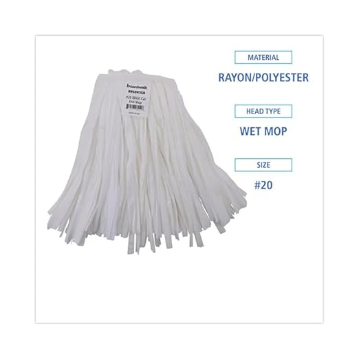 Boardwalk Nonwoven #20 Cut End Edge Mop Heads, 12-Pack, Commercial Replacement, Large, Class 1000, Enviro Clean with Tailband, for Clamp Handles, Durable