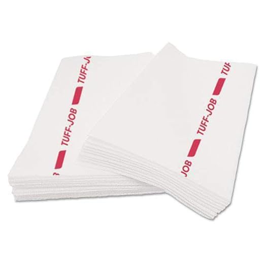 Cascades PRO Tuff-Job Foodservice Towels 1-Ply – Quarterfold, White/Red Stripe, 150 Sheets, Reusable, Odor-Control Cleaning Towels – W921