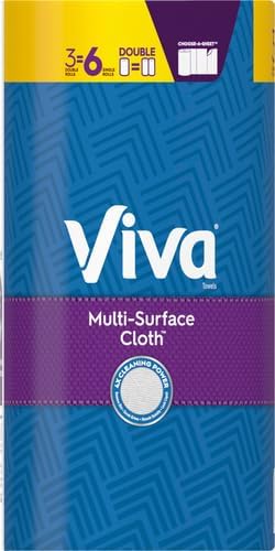 Viva Multi-Surface Cloth Paper Towels, 3 Double Rolls, 110 Sheets Per Roll (Pack of 8)