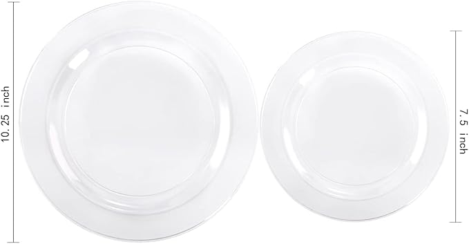 Liacere 120Pieces Clear Plastic Plates - Premium Clear Disposable Plates include 60Pieces 10.25inch Dinner Plates & 60Pieces 7.5inch Dessert Plates for Weddings & Parties