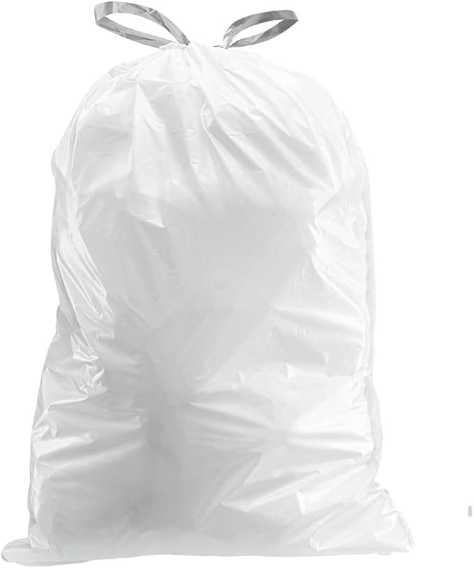 Plasticplace Custom Fit Trash Bags, Compatible with simplehuman Code U (100 Count) White Drawstring Garbage Liners 14.5-21 Gallon/ 55-80 Liter 26.5" x 32"