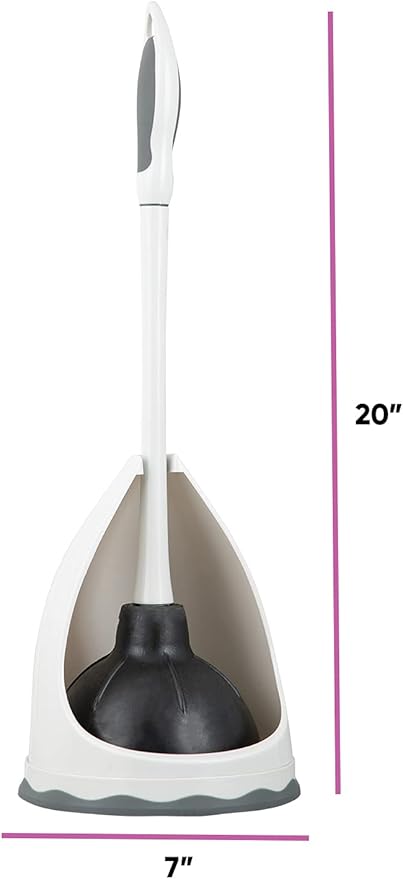 Superio Toilet & Sink Plunger and Holder Grey, 1-Pack