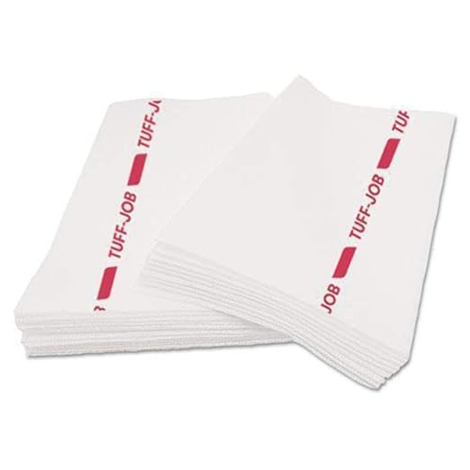 Cascades PRO Tuff-Job Foodservice Towels 1-Ply – Quarterfold, White/Red Stripe, 150 Sheets, Reusable, Odor-Control Cleaning Towels – W921