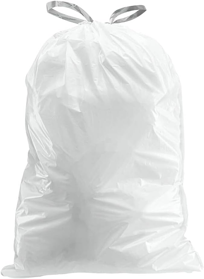Plasticplace Custom Fit Trash Bags, Compatible with simplehuman Code U (200 Count) White Drawstring Garbage Liners 14.5-21 Gallon/ 55-80 Liter 26.5" x 32"
