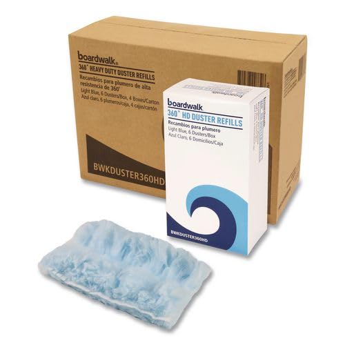 Boardwalk Duster Refills for 360 Handle Dusters, 24-Pack, Soft Fluffy Flexible Fibers, Blue, Traps Dust, Dirt, Pet Hair, No Residue
