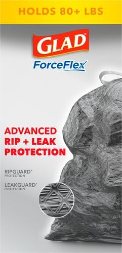 Glad ForceFlex Heavy Duty Large Trash Bags, Hold 80+ lb, 30 Gal, 25 Count, (Pack of 2), (Package May Vary)