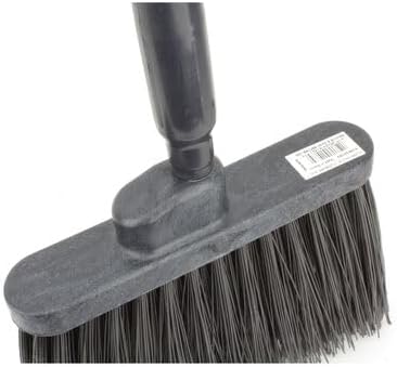 SPARTA 41083EC03 Plastic Color Coded Broom, Unflagged Bristles, Long Broom With Angled Head For Small Debris Cleaning, 56 Inches, Black, (Pack of 12)