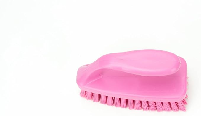 SPARTA Scrub Brush with Iron Shaped Handle and Stiff Bristles, Heavy Duty Scrubber Brush for Kitchen, Bathroom, Shower, Tile, Sink, Carpet and Bakepans, Polypropylene, 6 Inches, Pink