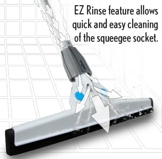 Unger Commercial SmartFit™ WaterWand™ 30" Heavy-Duty Floor Squeegee with 53" Aluminum Handle – Ideal for Removing Water and Dirt from Uneven Surfaces, Grouted Tile, and Non-Slip Flooring HM30K