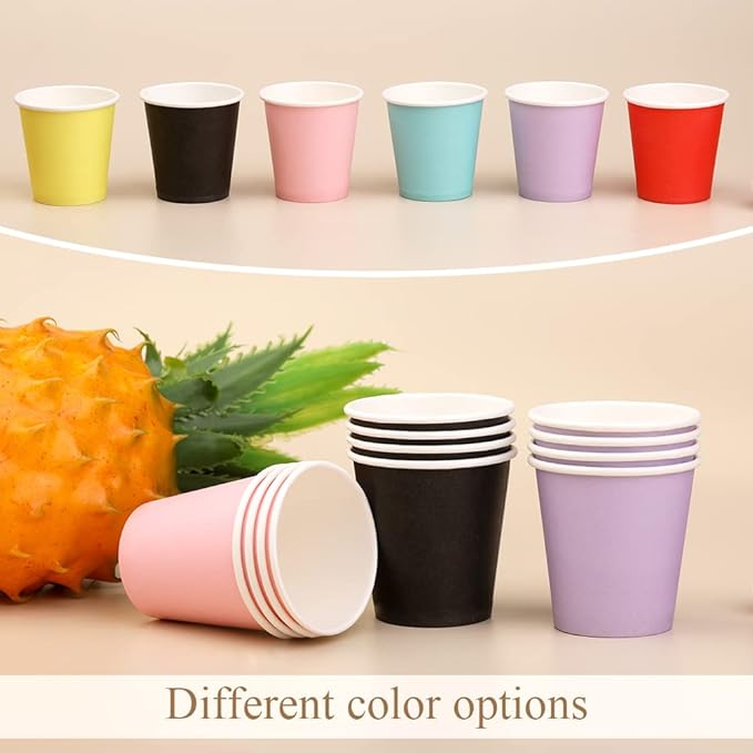120 Count 3oz Colorful Paper Cups,Mouthwash Cups, Disposable Bathroom Cups,Small Paper Cups 3oz Ideal for Bathroom,Supermarket,Birthday Party,Picnic and BBQ(Mixed Colors)