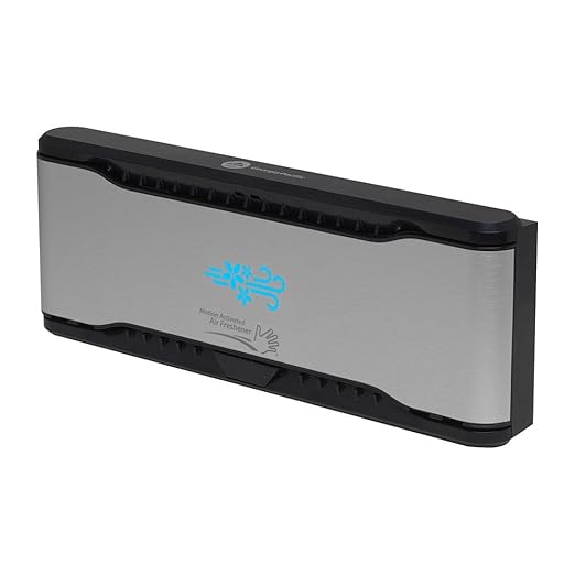 Georgia-Pacific ActiveAire Automated in-Stall Air Freshener Dispenser by GP PRO (Georgia-Pacific); Stainless Finish; 56764; 9.500" W x 1.170" D x 3.500" H