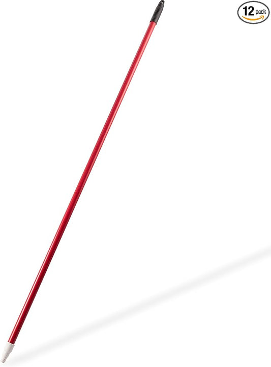 SPARTA 4022705 Fiberglass Broom Handle, Mop Handle, Replacement Handle With Acme Threaded Tip For Commercial Cleaning, 60 Inches, Red, (Pack of 12)