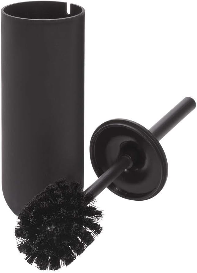 iDesign - 29567 Cade Bowl Brush and Holder, Toilet Cleaning Set for Bathroom, Matte Black 2 Each