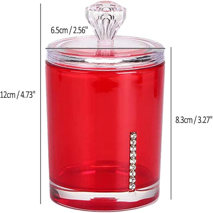 Defover Cotton Swabs Holder Makeup Organization, 2 Pack Acrylic Storage Containers, Bathroom Jar for Cotton Ball, Cotton Swab, Q-Tips