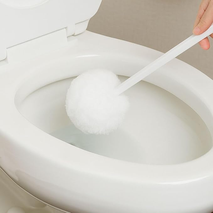 Soro Essentials- 13.5" Yarn Toilet Bowl Brush Mop with Plastic Handle White Color- Toilet Bowl Brush Long Handle Toilet Bowl Cleaner Toilet Bowl Mop for Bathroom