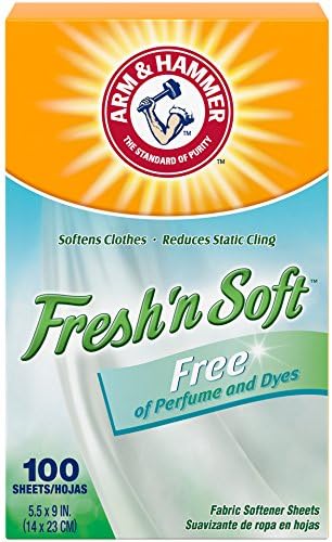 Arm & Hammer Fabric Softener Sheets, Free of Perfumes and Dyes, 100 Count, (Pack of 2)