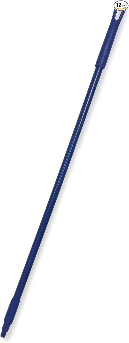 SPARTA 41225EC14 Fiberglass Broom Handle, Mop Handle, Replacement Handle With Acme Threaded Tip For Commercial Cleaning, 48 Inches, Blue, (Pack of 12)