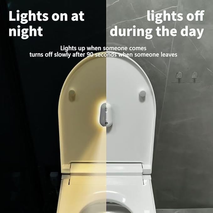 Self Cleaning Toilet Light with Night Light, Motion Sensor & Multi-Color Mode, Rechargeable, 3 Brightness Levels, Adhesive Mount, Splash-Proof for Bathroom, Great Gift for Kids Elderly Family