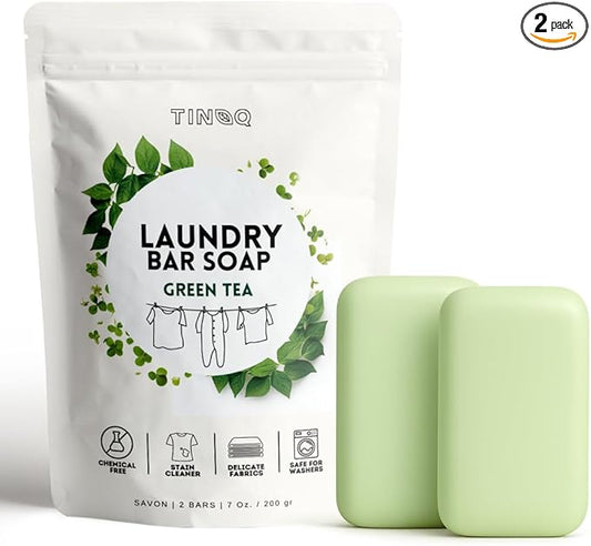 Hypoallergenic Laundry Soap Bar with Green Tea for Sensitive Skin - 2Pcs