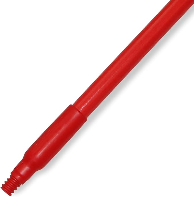 SPARTA Fiberglass Broomstick Replacement Broom Handle with Acme Threaded Tip for Industrial Cleaning Tools, Fiberglass, 60 Inches, Red, (Pack of 12)